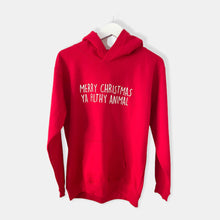 Load image into Gallery viewer, Merry Christmas Ya Filthy Animal Baby & Children's Red Hoodie • MADE TO ORDER • Kids •