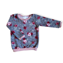 Load image into Gallery viewer, Grey & Pink Red Roses Baby & Children's Lightweight Jumper • MADE TO ORDER • Kids Jumper •