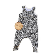 Load image into Gallery viewer, Black & White Baby & Children's Leopard Print Romper • MADE TO ORDER • Kids Romper •