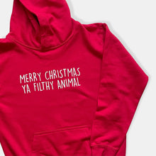 Load image into Gallery viewer, Merry Christmas Ya Filthy Animal Baby & Children's Red Hoodie • MADE TO ORDER • Kids •