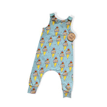 Load image into Gallery viewer, Blue Ice Creams Baby & Children's Romper • Organic • READY TO SHIP • Kids Romper •