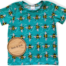 Load image into Gallery viewer, Blue Bees Baby & Children's T-Shirt • ORGANIC • MADE TO ORDER • Kids Tee •