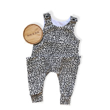 Load image into Gallery viewer, Black & White Baby & Children's Leopard Print Romper • MADE TO ORDER • Kids Romper •