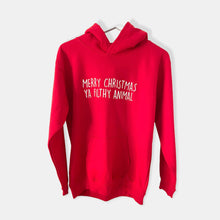 Load image into Gallery viewer, Merry Christmas Ya Filthy Animal Baby & Children's Red Hoodie • MADE TO ORDER • Kids •