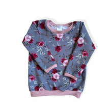 Load image into Gallery viewer, Grey & Pink Red Roses Baby & Children's Lightweight Jumper • MADE TO ORDER • Kids Jumper •