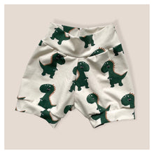 Load image into Gallery viewer, Green Dinosaur Baby & Children's Cuffed Shorts • ORGANIC • MADE TO ORDER •