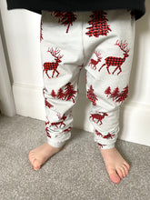 Load image into Gallery viewer, Buffalo Plaid Deer Baby & Children's Leggings • MADE TO ORDER • Kids Leggings • Christmas •