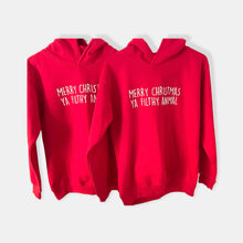 Load image into Gallery viewer, Merry Christmas Ya Filthy Animal Baby & Children's Red Hoodie • MADE TO ORDER • Kids •