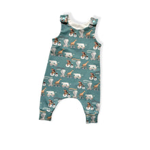 Load image into Gallery viewer, Animal Train Baby & Children's Romper • MADE TO ORDER • Kids Romper •
