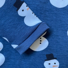 Load image into Gallery viewer, Blue Snowman Baby & Children's Cuffed Top • ORGANIC • READY TO SHIP • Kids •