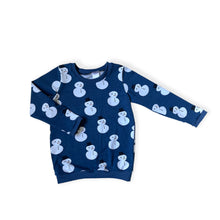 Load image into Gallery viewer, Blue Snowman Baby & Children's Cuffed Top • ORGANIC • READY TO SHIP • Kids •