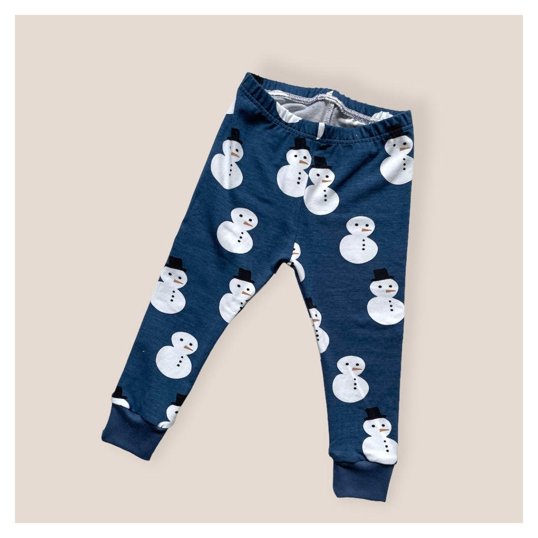 Blue Snowman Baby & Children’s  Leggings • ORGANIC • MADE TO ORDER • Kids •