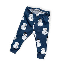 Load image into Gallery viewer, Blue Snowman Baby &amp; Children’s  Leggings • ORGANIC • MADE TO ORDER • Kids •
