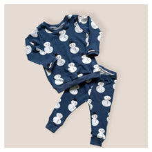 Load image into Gallery viewer, Blue Snowman Baby &amp; Children&#39;s Cuffed Top • ORGANIC • MADE TO ORDER • Kids •
