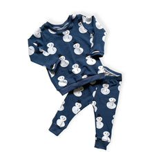 Load image into Gallery viewer, Blue Snowman Baby &amp; Children&#39;s Cuffed Top • ORGANIC • MADE TO ORDER • Kids •

