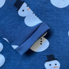 Load image into Gallery viewer, Blue Snowman Baby &amp; Children&#39;s Cuffed Top • ORGANIC • MADE TO ORDER • Kids •
