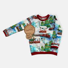 Load image into Gallery viewer, Christmas Trains Baby &amp; Children&#39;s Jumper • MADE TO ORDER • Kids Lightweight Jumper •
