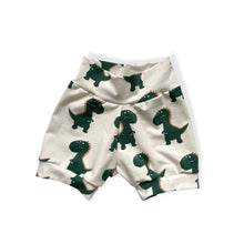 Load image into Gallery viewer, Green Dinosaur Baby &amp; Children&#39;s Cuffed Shorts • ORGANIC • MADE TO ORDER •
