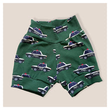Load image into Gallery viewer, Green Police Cars Baby &amp; Children&#39;s Cuffed Shorts • READY TO SHIP • 6-9 Months •
