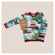Load image into Gallery viewer, Christmas Trains Baby &amp; Children&#39;s Jumper • MADE TO ORDER • Kids Lightweight Jumper •
