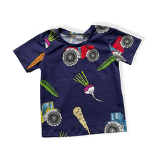 Load image into Gallery viewer, Navy Tractors &amp; Veg Baby &amp; Children&#39;s T-Shirt • ORGANIC • READY TO SHIP • Kids •
