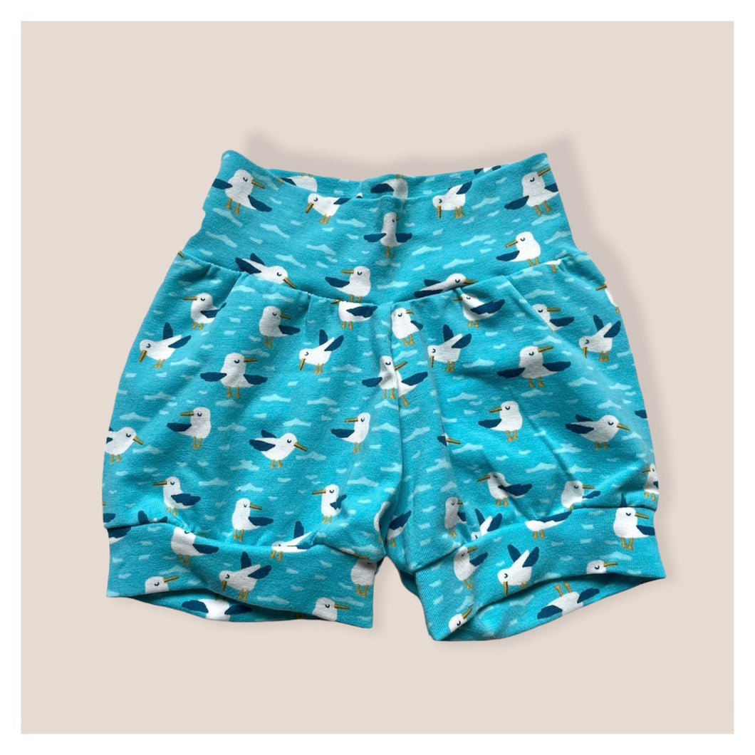 Blue Seagulls Baby & Children's Cuffed Shorts • READY TO SHIP • 3-6 Months •