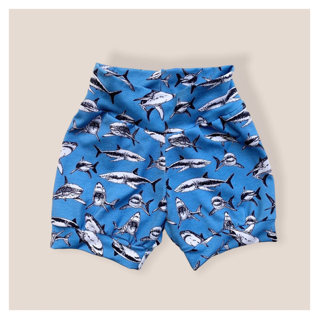 Blue Sharks Baby & Children's Cuffed Shorts • READY TO SHIP • 2-3 Years •