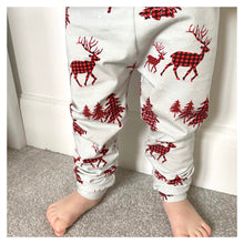 Load image into Gallery viewer, Grey Buffalo Plaid Deer Baby &amp; Children&#39;s Leggings • READY TO SHIP • Kids •
