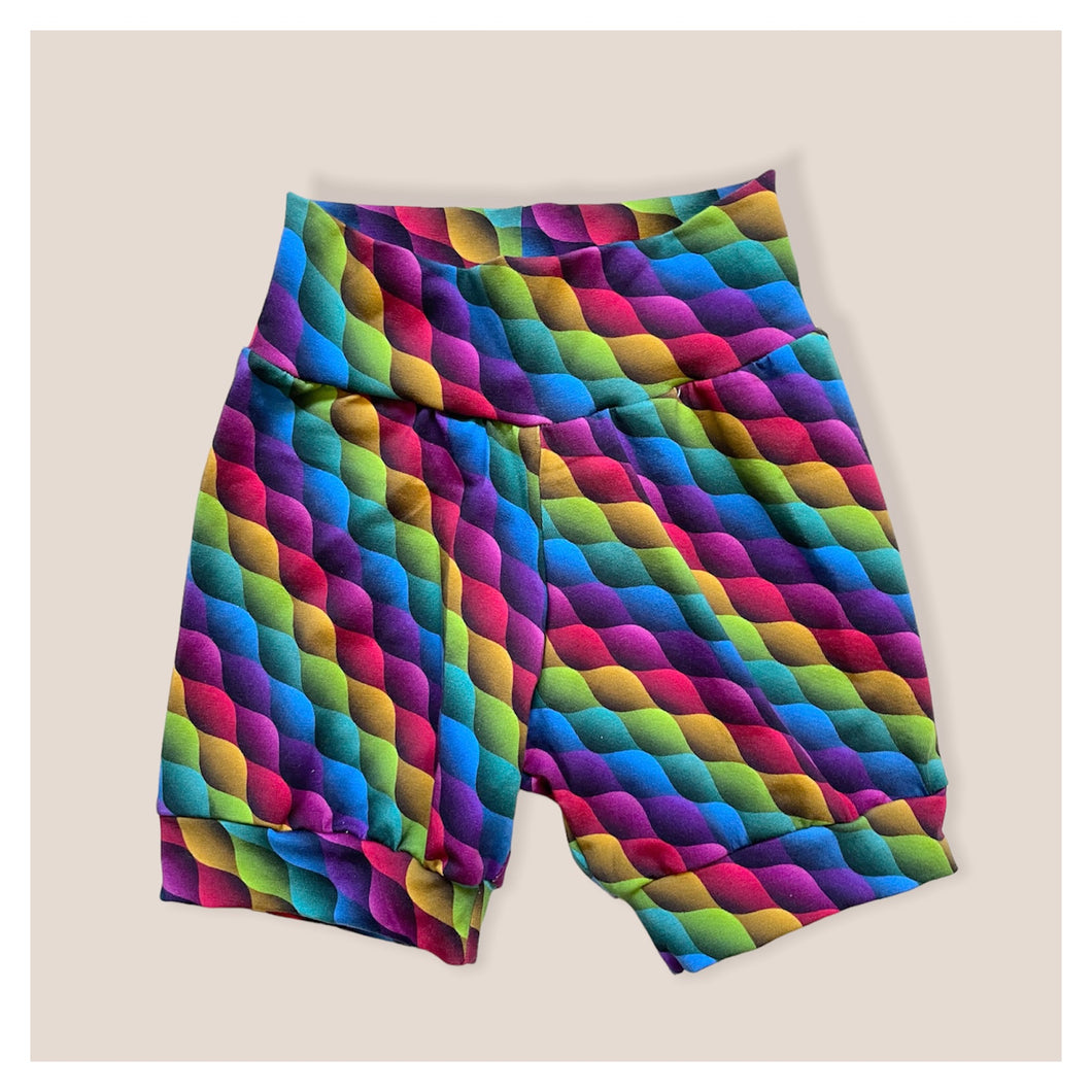 Rainbow Ribbons Baby & Children's Cuffed Shorts • READY TO SHIP • 5-6 Years •