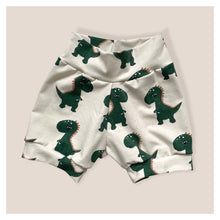 Load image into Gallery viewer, Green Dinosaurs Baby &amp; Children&#39;s Cuffed Shorts • ORGANIC • READY TO SHIP •
