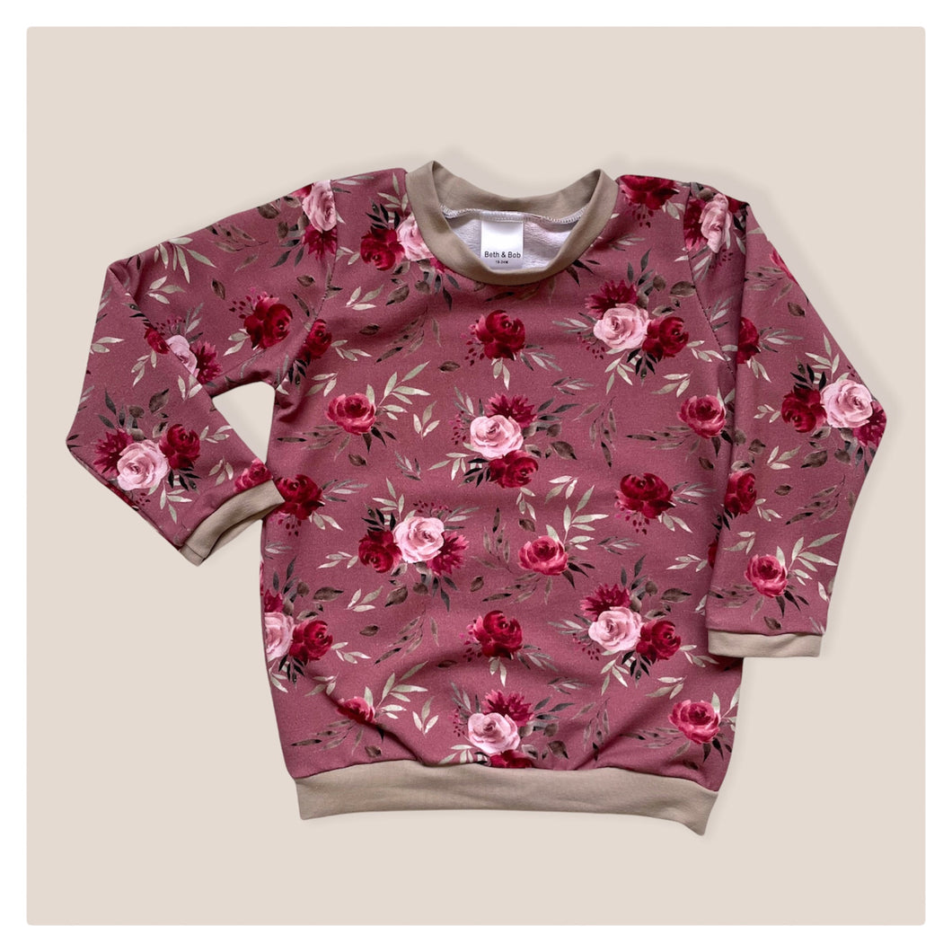 Pink Roses Baby & Children's Jumper • MADE TO ORDER • Kids Jumper •
