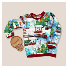 Load image into Gallery viewer, Christmas Trains Baby &amp; Children&#39;s Jumper • MADE TO ORDER • Kids Lightweight Jumper •
