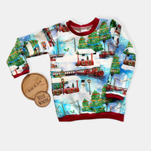 Load image into Gallery viewer, Christmas Trains Baby &amp; Children&#39;s Jumper • MADE TO ORDER • Kids Lightweight Jumper •
