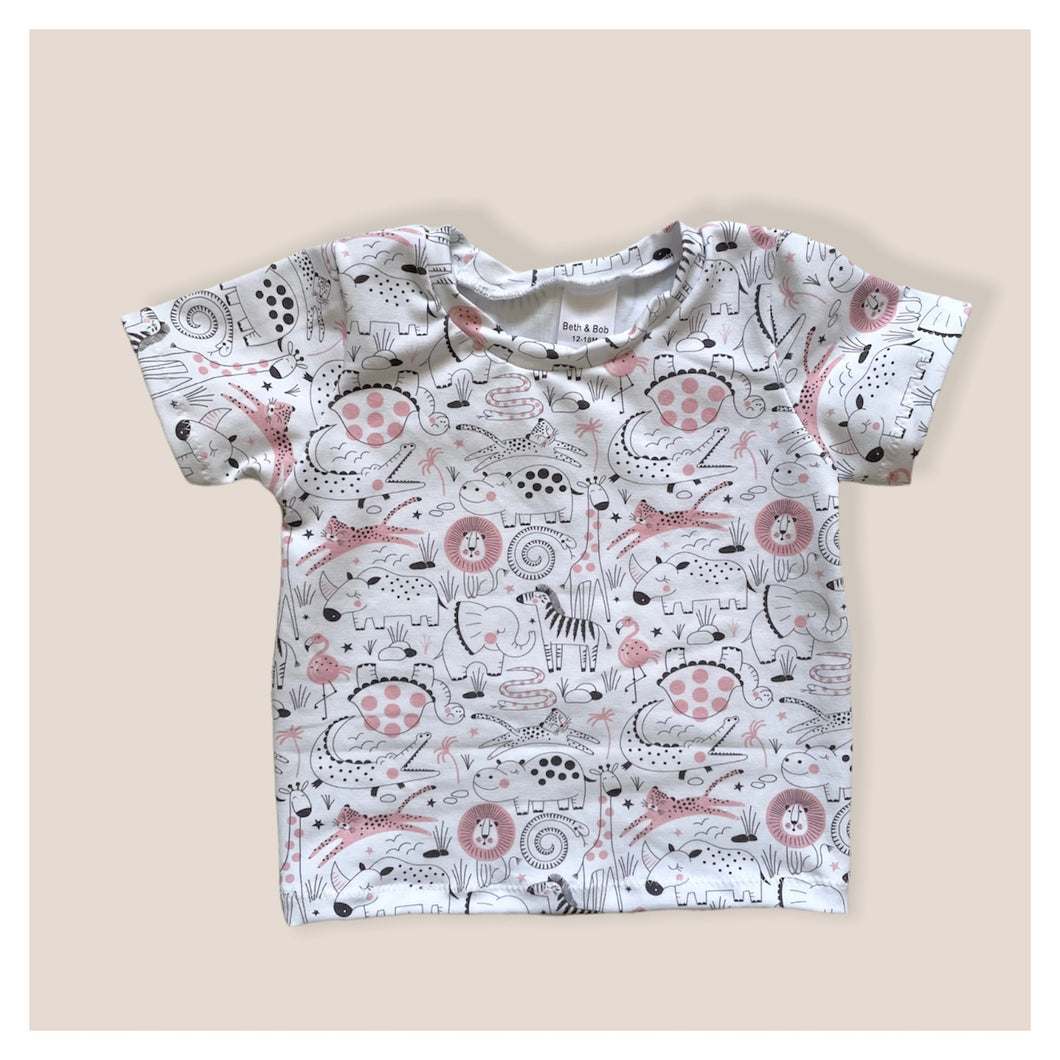 Pink Safari Animals T-Shirt • MADE TO ORDER •