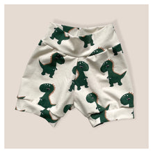 Load image into Gallery viewer, Green Dinosaur Baby &amp; Children&#39;s Cuffed Shorts • ORGANIC • MADE TO ORDER •
