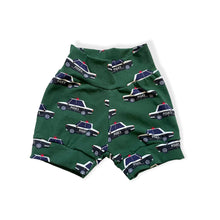 Load image into Gallery viewer, Green Police Cars Baby &amp; Children&#39;s Cuffed Shorts • READY TO SHIP • 6-9 Months •

