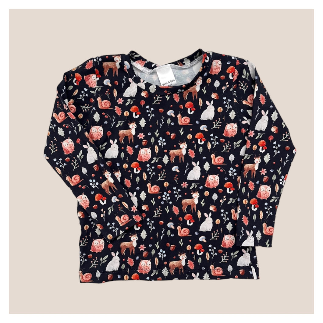Navy Woodland Animals Baby & Children's Top • READY TO SHIP • Kids • 3-4 Years •