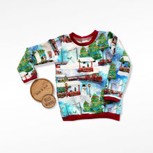 Load image into Gallery viewer, Christmas Trains Baby &amp; Children&#39;s Jumper • MADE TO ORDER • Kids Lightweight Jumper •
